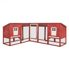 Rabbit Hutch Red and White Solid Fir Wood, Plywood, Gal...