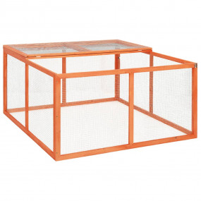 Rabbit Hutch Orange Solid Firwood, Steel Wire Medium Du...