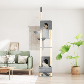 Cat Tree Light Grey Engineered wood, plush, sisal Extra...