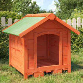 Dog Kennel Brown Solid Pine Wood 25.6x25.6x24.2 in Dura...