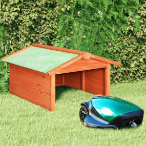 Lawn Mower Garage Brown, Green Solid Firwood, Plywood M...