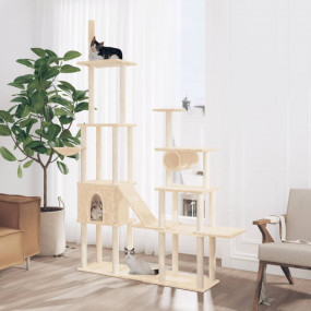 Cat Tree Cream Engineered wood Large Durable Cat Tree O...