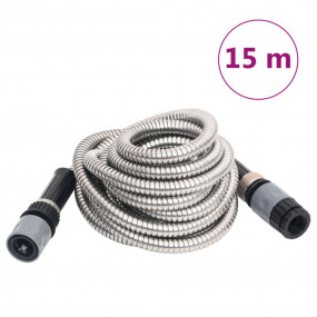 Garden Hose Silver Stainless Steel 49.2 ft Lightweight