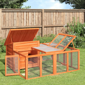 Rabbit Hutch Brown Solid pine wood 57.1 x 48.4 x 26.6 i...