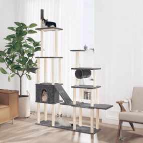 Cat Tree Dark Grey Engineered Wood Extra Large Durable ...