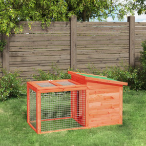 Rabbit Hutch Brown, Green Solid Pine Wood, Plywood Rabb...