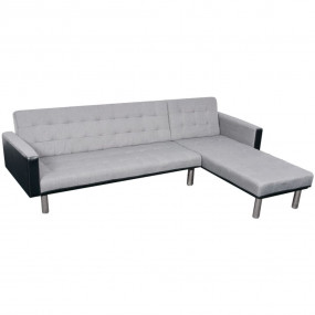 Sofa Black and grey Wooden frame, polyester fabric Larg...