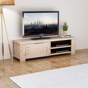 TV Cabinet Brushed Acacia Solid Acacia Wood 55.1 in TV ...
