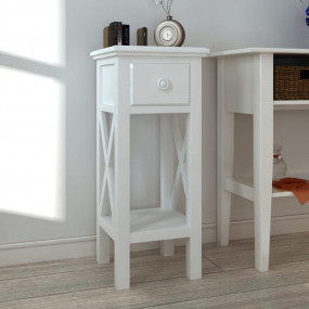 Imag:Telephone Table White MDF Compact Side Table Square