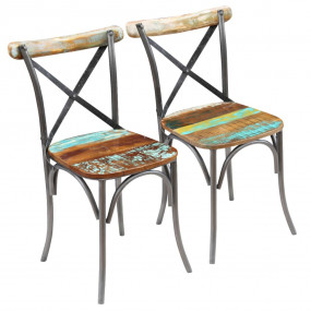 Dining Chair Set of 2 Multicolor Solid reclaimed wood a...