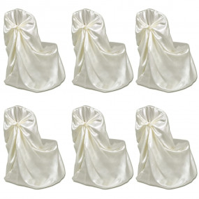 Banquet Chair Covers Set of 6 Cream Satin Polyester