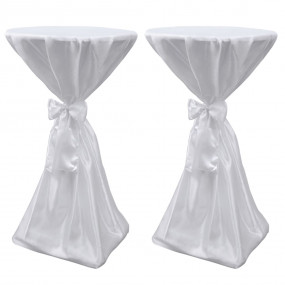Table Cover Set of 2 White Polyester 23.6 in diameter