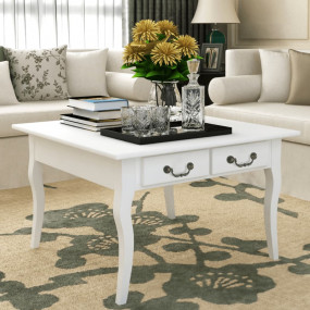 Coffee Table White MDF and Pinewood 31.5 in x 31.5 in x...