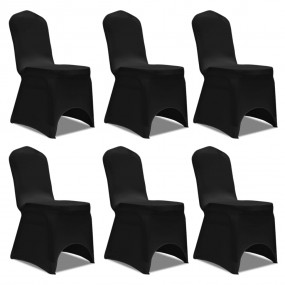 Chair Cover Set of 6 Black 90% Polyester, 10% Elastane