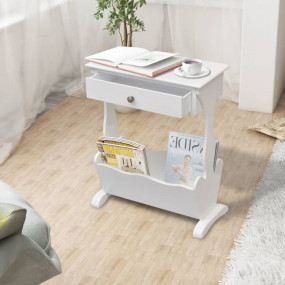 Magazine Rack White MDF and Solid Fir Wood Small Magazi...