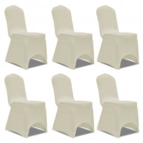 Chair Cover Set of 6 Cream Polyester: 90%, Elastane: 10...