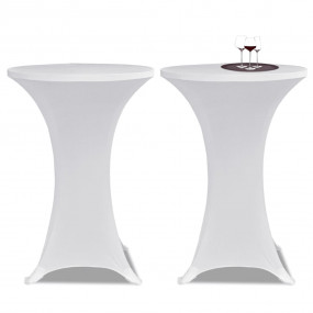 Table Cover Set of 2 White Polyester 90%, Elastane 10%