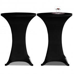 Table Cover Set of 2 Black Polyester 90%, Elastane 10% ...