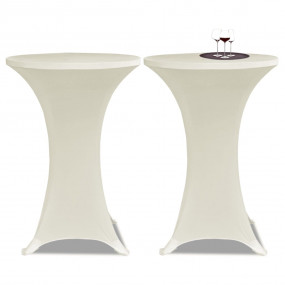 Table Cover Set of 2 Cream 90% Polyester, 10% Elastane ...