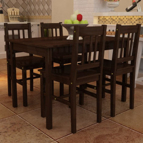 Dining Table and Chair Brown Pine wood Standard Durable