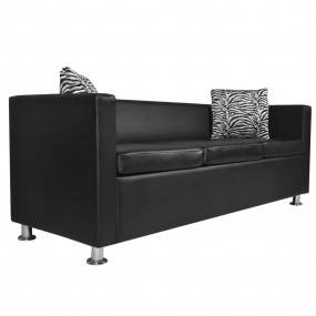 Sofa Black PVC, MDF, plywood Small Durable Sofa Rectang...