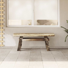 Bench Multicolor Mixed Recycled Wood and Solid Teak