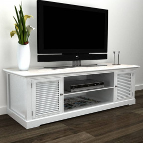TV Stand White MDF, Pine Wood, Metal Medium TV Stand