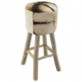 Bar Stool Natural wood and cow pattern Teak Wood and Go...