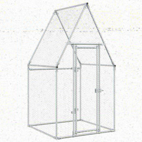 Chicken Cage Silver Galvanized Steel 39.4 x 39.4 x 74.8...
