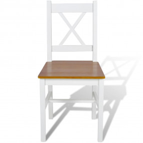Dining Chair Set of 4 White and natural Solid pine wood...