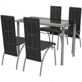 Dining Table And Chairs Black Powder-coated steel Mediu...