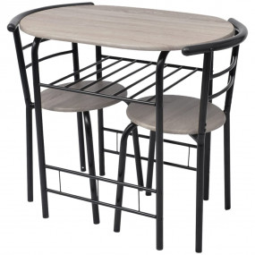 Dining Set Black MDF, Iron Medium Sleek Breakfast Bar S...