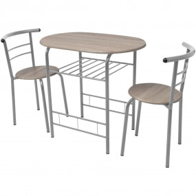 Dining Set Silver and wood grain MDF and iron Standard ...