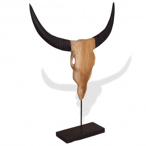 Bull Skull Sculpture Natural Teak Teak and steel Unique...