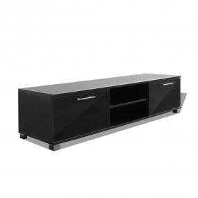 TV Stand High-Gloss Black Engineered Wood, MDF Medium T...