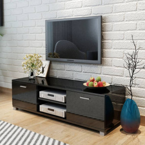 TV Stand High-gloss black Engineered wood, MDF, Aluminu...