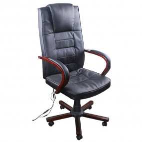 Massage Chair Black 75% real leather, 25% PVC, Wooden f...