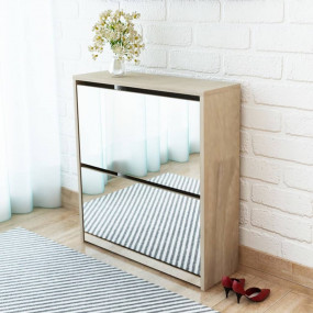 Shoe Rack Oak Engineered wood and mirror Medium Shoe Ra...
