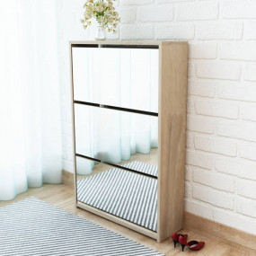 Shoe Rack Oak Engineered wood, mirror 24.8 x 6.7 x 40.4...