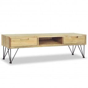TV Cabinet Natural Wood Recycled Solid Teak, Wrought Ir...