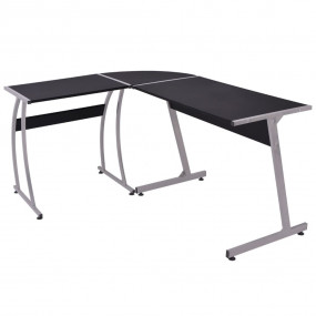 Desk Black Engineered wood with PVC cover and metal fra...