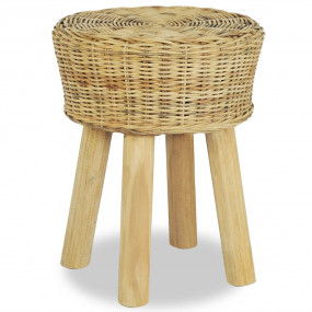 Stool Natural Natural Rattan, Solid Teak Standard Durab...