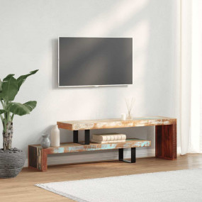 TV Stand Multicolored Solid Reclaimed Wood Medium