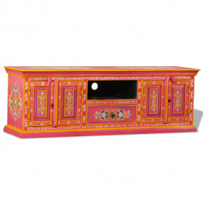 TV Cabinet Multicolor (pink tone) Solid Mango Wood