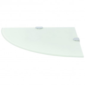 Corner Shelf White Tempered Glass 9.8 in x 9.8 in Wall ...