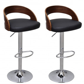 Bar Stool Set of 2 Black, Brown