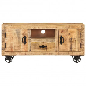TV Cabinet Natural Mango Wood Solid rough mango wood St...