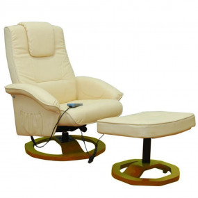 Massage Chair Cream Faux Leather Standard Massage Chair