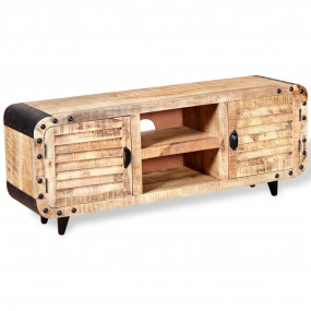 TV Cabinet Brown and black Solid rough mango wood with ...