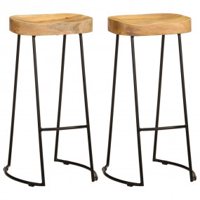 Gavin Bar Stool Set of 2 Brown and black Solid mango wo...